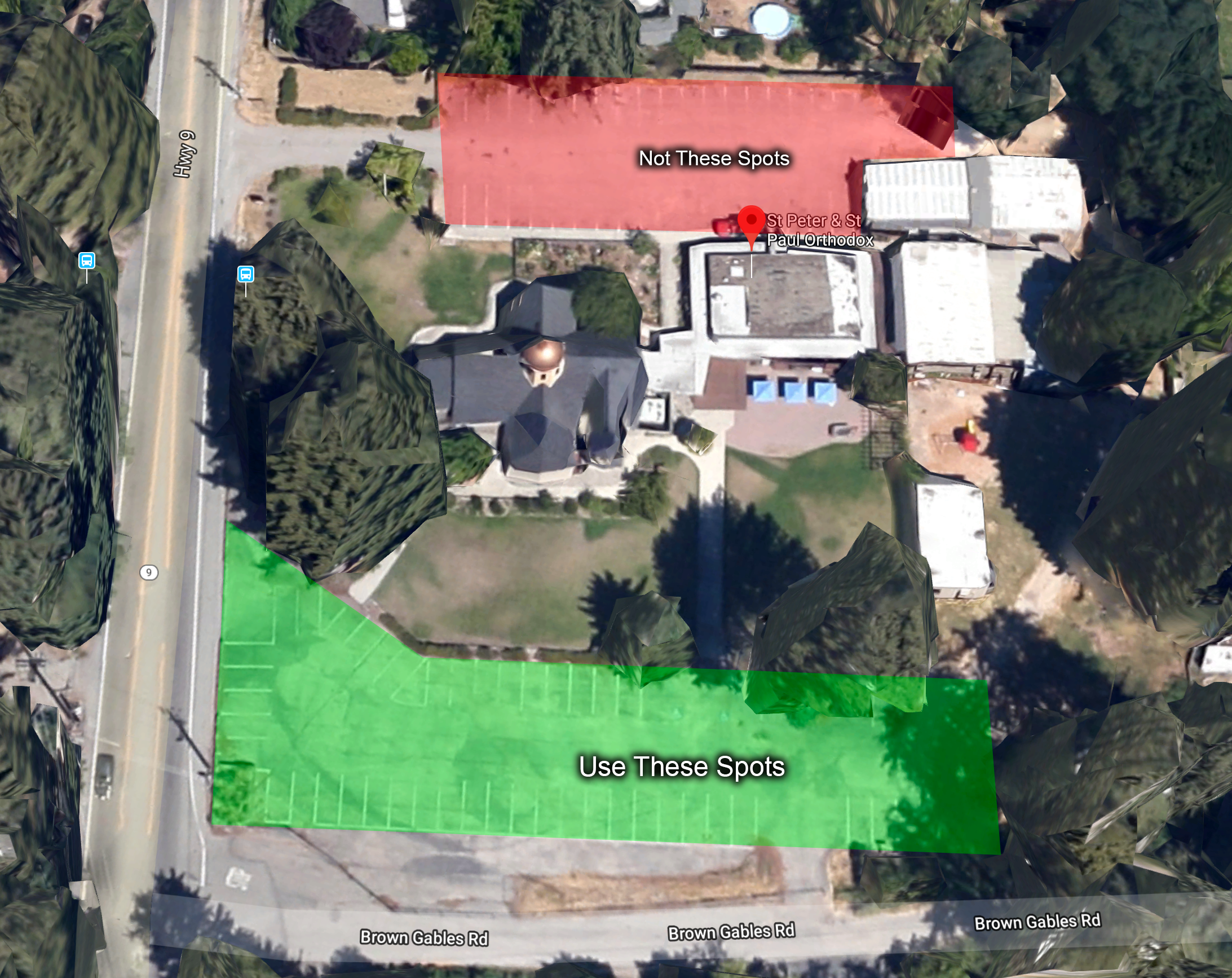 image showing the parking lot where the south side lot is highlighted
